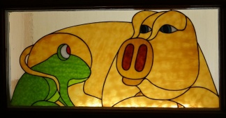 Glass Art by Barry Haver - Frogs and Pig